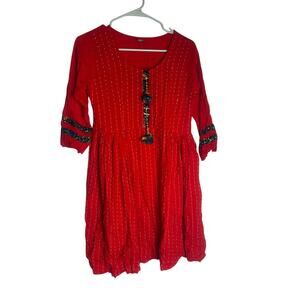 N.K. FASHION Woman Red Kurti Tunic Dress Size 36 Small